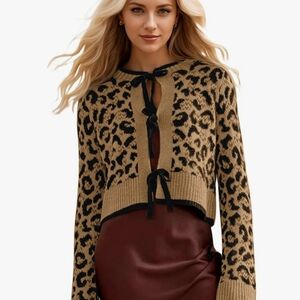 New * Leopard Print Cardigan Sweater * Medium